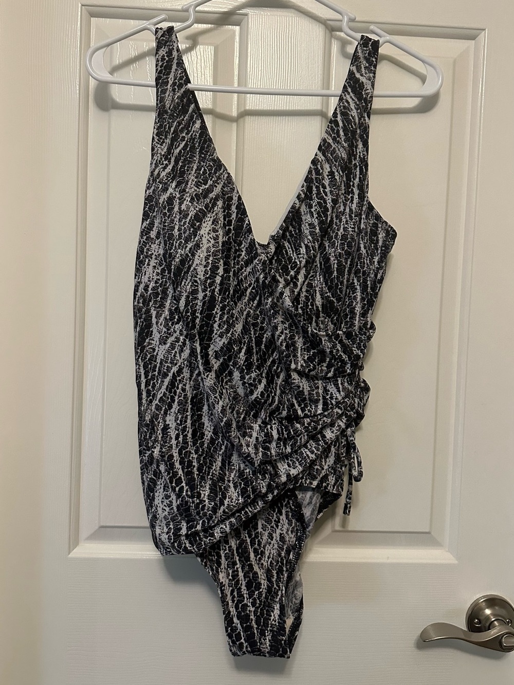 Miraclesuit Black and White Ruched One-Piece Swimsuit